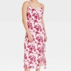 Women's Crepe Midi Slip Dress - A New Day™ Red Floral M
